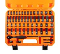 Pamatio 1/4" Drive Impact Socket Set, 56 pcs Deep Impact Socket Set, 8mm - 24mm, Metric, 6 Point, CR-V Steel Socket Set, 1/4" Drive Ratchet Handle, 3" and 8" Drive Extension Bar