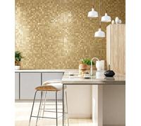 Pamatio 20PCS Mosaic Tile Stickers Luxury Shimmering Wall Art Room Decor Bathroom Backsplash Kitchen Splashbacks Metallic Luster Effect Peel and Stick Self Adhesive Tile Covers (Champagne 30 x 60cm)