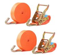 Pamatio 2X 2000 kg Ratchet Tie Down Straps, 6m x 38mm, Ratchet Straps Heavy Duty With Hooks, Cargo Strap, For Trailers, Cars, Motorcycle,Luggage (Orange)