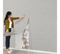 Pamatio 3mm Thickened 1000cm x 50 cm Self Adhesive Wallpaper White Linen Texture,Peel and Stick Thermal Insulation Wallpaper XPE Foam Waterproof Soft Wall coverings, for Bedroom