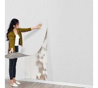Pamatio 3MM Thickened Thermal Insulation Wall Sticker, Self-Adhesive Wallpaper Linen Texture 50CM x 2.8M Peel and Stick White XPE Foam Waterproof Soft Wallstickers, for Bedroom Living Room