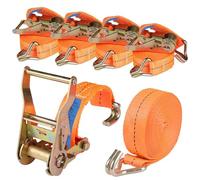 Pamatio 4 Pack 3000 kg Ratchet Straps, Heavy Duty Tie Down Straps With J-Hooks, 6M x 4 CM, Adjustable Tensioning Straps Lashing Strap For Van/Trailer/Cargo/Motorcycle/Load Securing (Orange)