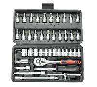 Pamatio 46-Piece 1/4" Drive Socket Set with Bits, Quick Release Ratchet Wrench Set - Extension Bar Socket Spanner Tool Set for Household DIY, Bike Repair