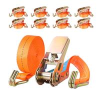 Pamatio 8 x 800 KG Ratchet Straps with Double Hooks, 5M x 25mm Heavy Duty Ratchet Strap Adjustable Tie Down Straps Lashing Straps for Motorcycles, Van, Cargo, Household
