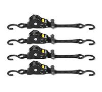 Pamatio Auto Retract Ratchet Straps 4 Pack - 25mm x 3m 680kg Break Strength | Auto-Retract Tie Downs with Handles for Truck, Roof Rack, Motorcycle & Trailers - Black
