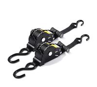 Pamatio Auto Retractable Ratchet Straps with Hooks - 680 kg Max Break Capacity Automatic Tie Down Straps 2 Pack Self Retracting Tensioning Straps Reel for Trailer Motorcycle Cargo,3 m x 25 mm