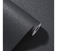 Pamatio Black Plain Silk Pattern Textured Wallpaper Contemporary Nordic Luxury for Bedroom, Living Room Hallway Study Adults - Irregular Crack-Like Surface - 1 Roll(0.53 × 9.5 metres)