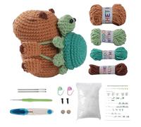 Pamatio Crochet Kit for Beginners, Beginner Crochet Kit for Kids Adults with Step by Step Video Tutorial, DIY Crochet Animal Kits Knitting Supplies, Capybara Backed Turtle