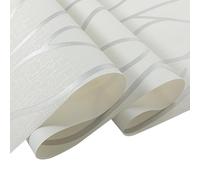 Pamatio Glitter Effect Curved Stripe Texture Wallpaper Beige Non-Woven - 9.5x0.53m 3D Micro Shiny Effect Geometric Stripe Embossed Feature Wallpaper Living Room Corridor Modern Wall Decorative
