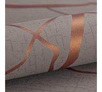 Pamatio Luxury Brown Branch Pattern Textured Wallpaper, Copper-Coloured Lines Metallic Glitter Wallpaper - Non Woven 3D Embossed Effect Feature - for Bedroom Living Room Hallway Home Adult Wall