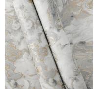 Pamatio Marble Textured Glitter Effect Wallpaper Non-Woven Modern Luxury Silver Gold Vintage Classic Swirl Pattern - Slightly Shiny Effect - for Bedroom Adults Living Room Corridor Wallpaper, 9.5m