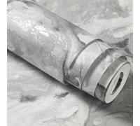 Pamatio Marble Textured Glitter Effect Wallpaper Non-Woven Modern Luxury Silver Grey Vintage Classic Swirl Pattern - Slightly Shiny Effect - for Bedroom Adults Living Room Corridor Wallpaper, 9.5m