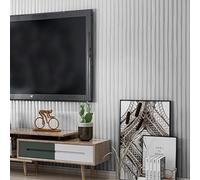 Pamatio Modern Vertical Stripes Wallpaper Non-Woven Luxury Nordic Silver Gray Glitter Embossed Texture Effect Wallpaper for Bedroom Adult Living Room TV Background Corridor Lounge, 9.5m X 0.53m