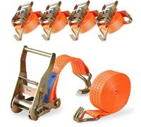 Pamatio Pack of 4 Ratchet Straps, 38 mm, Heavy Duty Tie Down Straps with Hook in 6m 2000 kg(4400 LBS), Lashing Strap for Load Securing,Truck,Car,Trailer,Cago