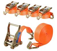 Pamatio Pack of 4 Ratchet Straps, Tie Down Straps with Hook Ratchet in 6m 2000 kg 2T, Two-Part, 38 mm wide, Heavy Duty Lashing Strap for Load Securing TÜV/GS Certified (Orange)