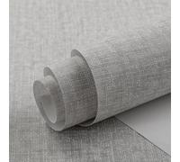 Pamatio Plain Light Gray Linen Effect Wallpaper Slightly Texture Non-Woven Living Room Wallpaper Roll, Simple Linen Woven Effect Free Matching, for Bedroom Tv Background Corridor, 9.5m X 0.53m