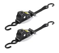 Pamatio Retractable Ratchet Straps 2 Pack, 3m/10 ft 680kg/1500lbs Break Strength, Auto-Retract Tie Down Straps with S Hooks for Truck, Roof Rack, Motored,Trailers, Self-Retracting (25mm wide)