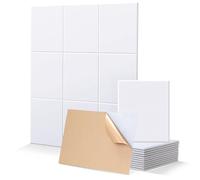 Pamatio Sound Proofing Panels,12 Pack Self-Adhesive Soundproofing Panels 12" x 16" x 0.4", Acoustic Wall Panels, Rectangle High Density Acoustic Panels for Studios,Home Office,Echoes Absorption,White