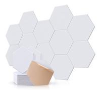 Pamatio Sound Proofing Panels,24 Pack Self-Adhesive Soundproofing Panels 12" x 10" x 0,4", Acoustic Wall Panels, Hexagon High Density Acoustic Panels for Studios, Home Office, Echoes Absorption,White