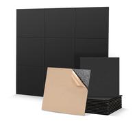 Pamatio Sound Proofing Panels,24 Pack Self-Adhesive Soundproofing Panels 12" x 12" x 0,4", Acoustic Wall Panels, Square High Density Acoustic Panels for Studios, Home Office, Echoes Absorption,Black