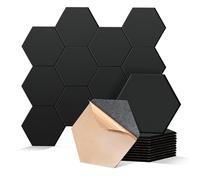 Pamatio Sound Proofing Panels,36 Pack 12" x 10" x 0,4", Acoustic Wall Panels, Hexagon Self-Adhesive Soundproofing Panels High Density Acoustic Panels for Studios, Home Office, Echoes Absorption,Black