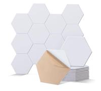 Pamatio Sound Proofing Panels,48 Pack 12" x 10" x 0,4", Acoustic Wall Panels, Hexagon Self-Adhesive Soundproofing Panels High Density Acoustic Panels for Studios, Home Office, Echoes Absorption,White