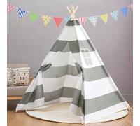 Pamatio Teepee Tent For Children, Gray White Stripes Kid's Tipi Tent For Indoor Outdoor, Wigwam Play Tent, Children Playhouse, Kid's House Room Decoration For Party Festivals