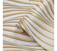Pamatio Wave Glitter Effect Luxury Wallpaper Light Gold Non-Woven - 9.5 x 0.53 m Abstract Wavy Stripe Pattern Effect Feature Wallpaper Living Room Corridor Modern Wall Decorative