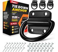 PAMAZY 4PCS Heavy Duty Steel D Rings Tie Down Anchors, Ultra Durable 3500 Pound Breaking Strength Surface Mount Hooks Securing Cargo for Trailer, Truck Bed, with Screws & Bolts
