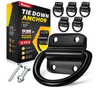 PAMAZY 6PCS Heavy Duty Steel D Rings Tie Down Anchors, Ultra Durable 5000 Pound Breaking Strength Surface Mount Hooks Securing Cargo for Trailer, Truck Bed, with Screws & Bolts, 2.75 inch