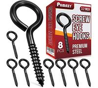 PAMAZY 8Pcs Stainless Steel Screw Eyes, 3.2 Inch Black Eye Hooks, Heavy Duty, 200lbs Load Capacity, Indoor & Outdoor Use