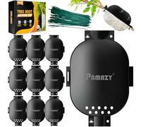 PAMAZY [Upgraded] 9Pcs Tree Root Growing Box with Drain Holes, Half Transparent Plant Rooting Propagation Ball & Metal Core Twist Ties, for Fast Propagation Plants (Size M)