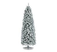 PaMeer 6ft Snowy Pencil Christmas Tree, Slim Artificial Xmas Tree with Snow-Dipped Branches, Easy Assembly & Storage, 305 Realistic Tips, Reusable Holiday Decoration for Indoor Use, Green