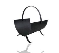 PaMeer Black Round Log Holder, Decorative Finish Metal Log Holder - Firewood Rack Indoor with Handle, Fireplace Wood Rack is Ideal Size for Indoor use.