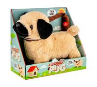 PaMeer Interactive Dancing Waggle Pug Toy, Walking Barking Plush Puppy for Kids, Plush Walking Dog, Leash-Controlled Entertainment Moves