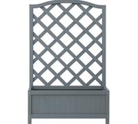 PaMeer Large Rectangular Planter Box with Trellis - Raised Wooden Planter for Garden Outdoor PClimbing Plants Flower Raised Bed Wooden Planters for Flowers Herbs & Vegetables Grey