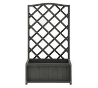 PaMeer Large Rectangular Planter Box with Trellis - Raised Wooden Planter for Garden Outdoor PClimbing Plants Flower Raised Bed Wooden Planters for Flowers Herbs & Vegetables grey (Grey)
