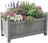 PaMeer Wooden Raised Garden Bed Planter Box - Large Rectangular Outdoor Flower & Herb Planter, Weather Resistant Fir Wood Trough for Patio, Balcony & Backyard, Easy Assembly (Grey, 60cm)