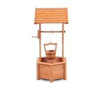 PaMeer Wooden Wishing Well Planter with Hanging Bucket - Patio Decor Ornaments & Outdoor Plant Display, Patio Planter, Wishing Well Planters for Garden, Outdoor Flower ornament