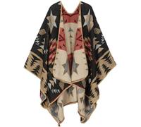 PAMEILA Women's Shawl Wraps Open Front Poncho Cape Oversized Sweaters Casual Cardigan Shawls for Fall Winter, Series 3-stars Diamonds, One Size