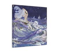 Pamela Colman Smith Art Sea Creatures Poster RuralVintage Art Painting Printed Hanging Canvas Wall Poster 24x24inch(60x60cm)