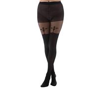 Pamela Mann Cross Tights Suspender Gothic Hosiery Grunge Punk Retro Vintage, Black, UK 16-18
