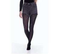 Pamela Mann - Flocked Zips - Tights - black - Onesize - 82% Nylon, 18% Elastane,Microfibre Onesize
