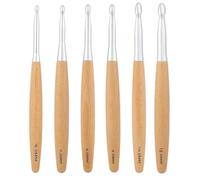 PAMENET Large Crochet Hooks Set, Beech Wood Handle, 6.5mm, 7.0mm, 8.0mm, 9.0mm, 10.0mm, 12.0mm