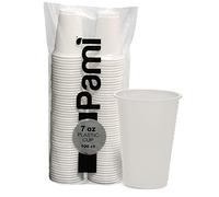 PAMI Colorful 7oz Plastic Party Cups [Pack of 100] - Disposable Drinking Glasses Bulk- BPA-Free Colored Cups For Iced Tea, Jello, Punch, Cocktails, Shots & Cold Drinks- Throw-Away White Plastic Cups