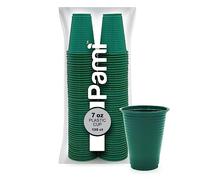 PAMI Colorful 7oz Plastic Party Cups [Pack of 100] - Disposable Drinking Glasses Bulk- BPA-Free Colored Cups For Iced Tea, Jello, Punch, Cocktails, Shots & Cold Drinks- Throw-Away Green Plastic Cups