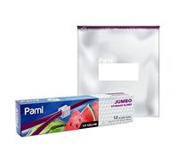 PAMI Jumbo 2.5 Gallon Slider Storage Bags, 10-Pack Leakproof Reusable Freezer Bags with Expandable Bottom, Write-On Label, Food Safe Zipper Bags