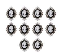 PAMINGONO 10 Pcs Large Silver Baroque Female Nail Decals with Pearls and Rhinestones Metal Manicure Charms for DIY Nail Art and Salon Use for Women