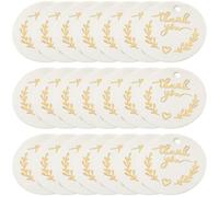 PAMINGONO 100 White Round Thank You Tags 100pcs Foil Stamped Labels for Party and Thanksgiving Decorations, Decorative Thank You Labels Without String for DIY Wrapping and Favors