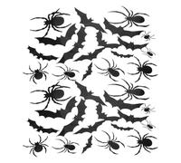 PAMINGONO 100pcs Halloween-Themed PVC Wall Stickers Featuring Realistic Spider and Bat Shapes with Strong Adhesion and Reusable Design, for Living Room and Haunted House Decor